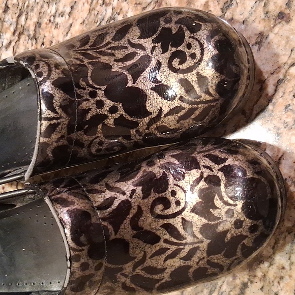 Dansko Black and Silver Floral Women's Mules - Picture 4 of 12